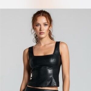 Princess Polly Black Leather Crop Top